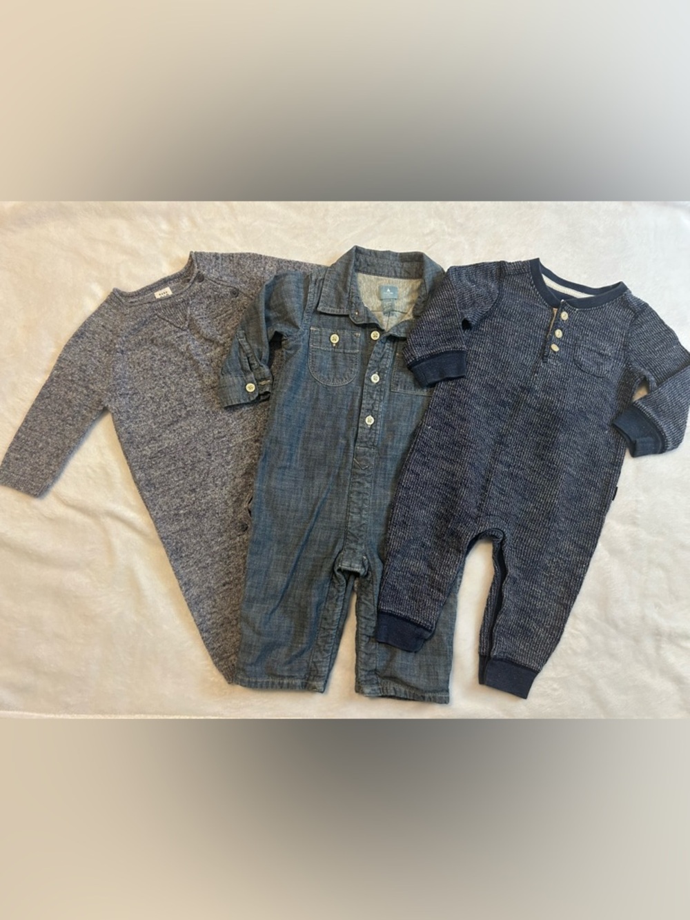GAP Chambray Button-Front One-Piece - Blue Denim
